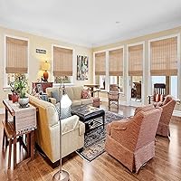 Vista 9 de Sunbox Persiana Romana de Bambú Inalámbrica, Persianas Romanas de Madera Tejida, Persianas de Bambú Natural con Filtrado de Luz para Ventanas