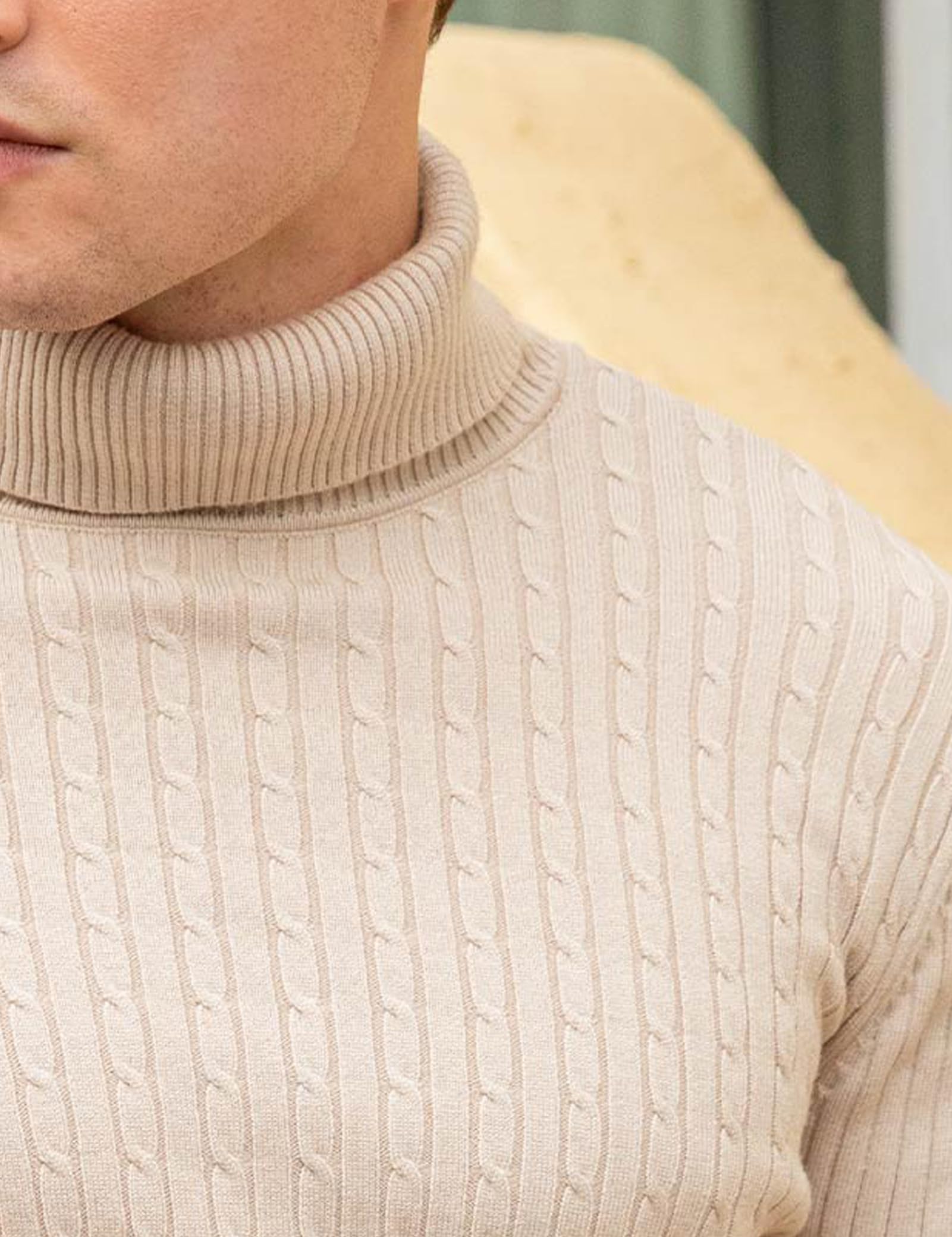 AIDEAONE Maglione Dolcevita da Uomo Maglione Casual a Costine Slim Fit a Maglia Collo Alto Pullover Dolcevita