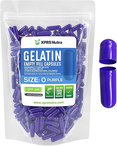 Miniatura 1 de XPRS Nutra Size 0 Empty Capsules - 100 Count Empty Gelatin Capsules - Empty Pill Capsules - DIY Capsule Filling - Pure Bovine Pill Capsules Empty