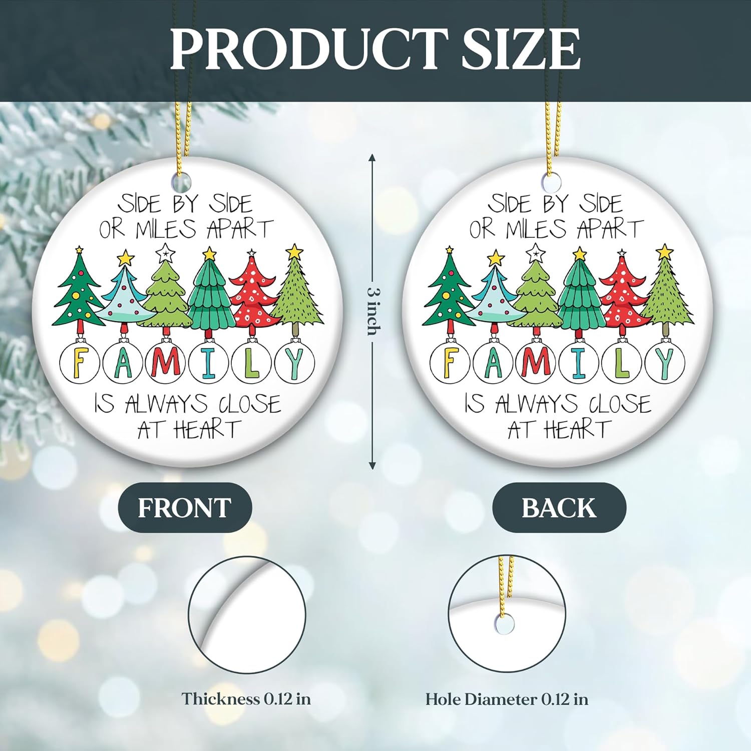 Family Ornament 2025 Gifts for Women, Men, White Elephant Gift - Side by Side or Miles Apart Ornament Decorations for Family, Meaningful Holiday Keepsake Gift for Families, Friends, and Loved Ones - Image 6