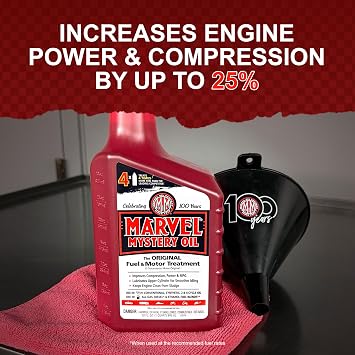 Marvel Mystery Oil Original Motor Treatment, Engine Oil & Fuel Treatment Additive, Cleans and Lubricates Fuel System, Prevents Leaks, Improves Engine Performance and Fuel Economy, 32 oz. (Pack of 2)