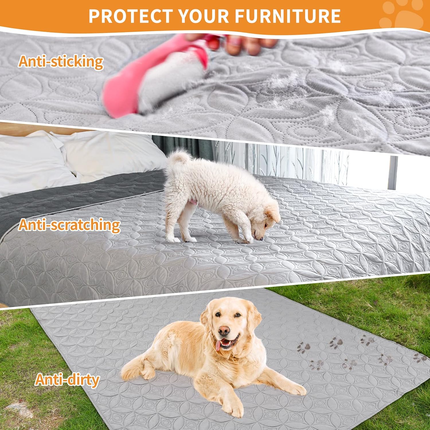 review 2 Packs Waterproof Dog Blankets Washable for Large Dog, All-Round Protector for Pets, Soft Reversible Dog Blankets Anti Scratches Dirty for Bed Couch Sofa Furniture (54