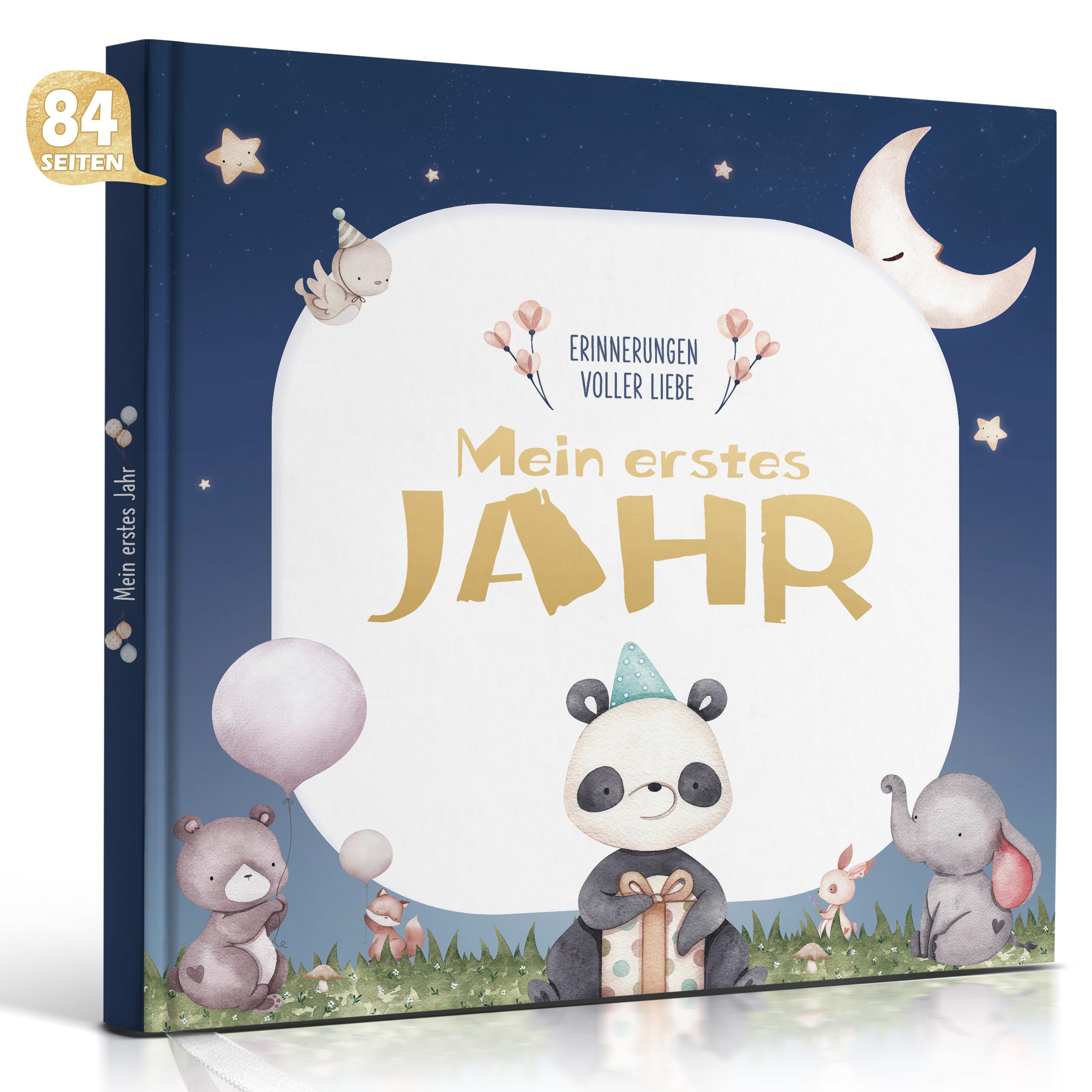 Hyggartn Mein Erstes Jahr Babyalbum fürs 1. Lebensjahr Personalisierte Geschenke Baby Geschenk Geburt Junge & Mädchen Fotoalbum Baby Erinnerung Babytagebuch 21x21 cm