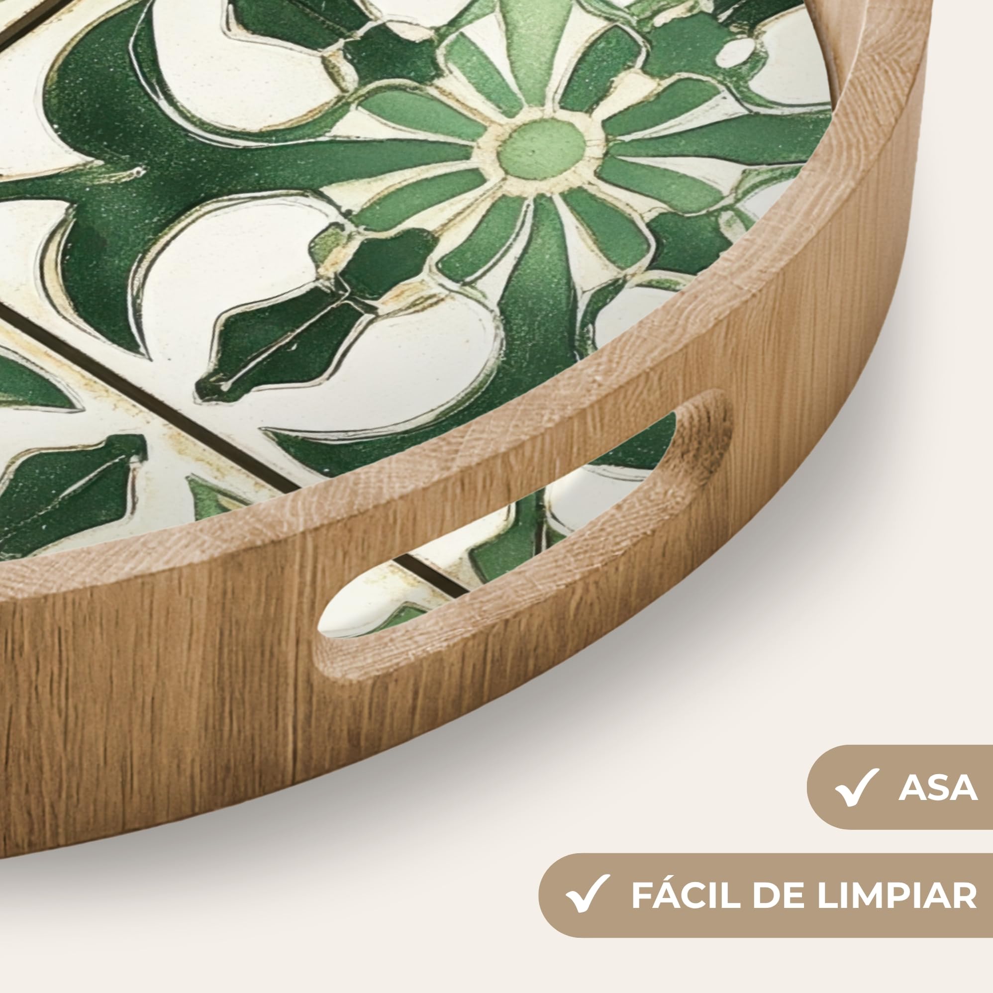 Bandejas para Servir Comida Redonda 50x50 cm Bandeja Desayuno Decorativa Cafe Tabuleiro Resistente A Los Arañazos Antideslizante Interior - Cerámica - Decoración - Español