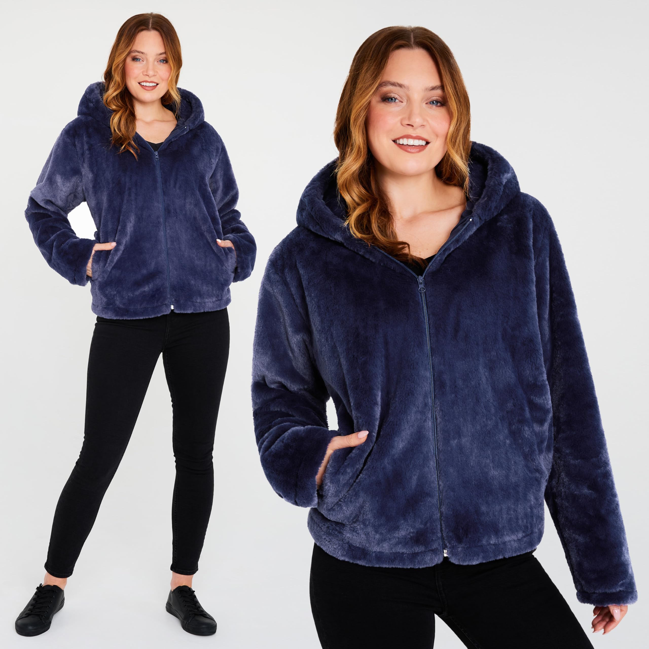 CityComfort Cappotto Invernale Donna con Cappuccio Teddy - Regalo per Donne