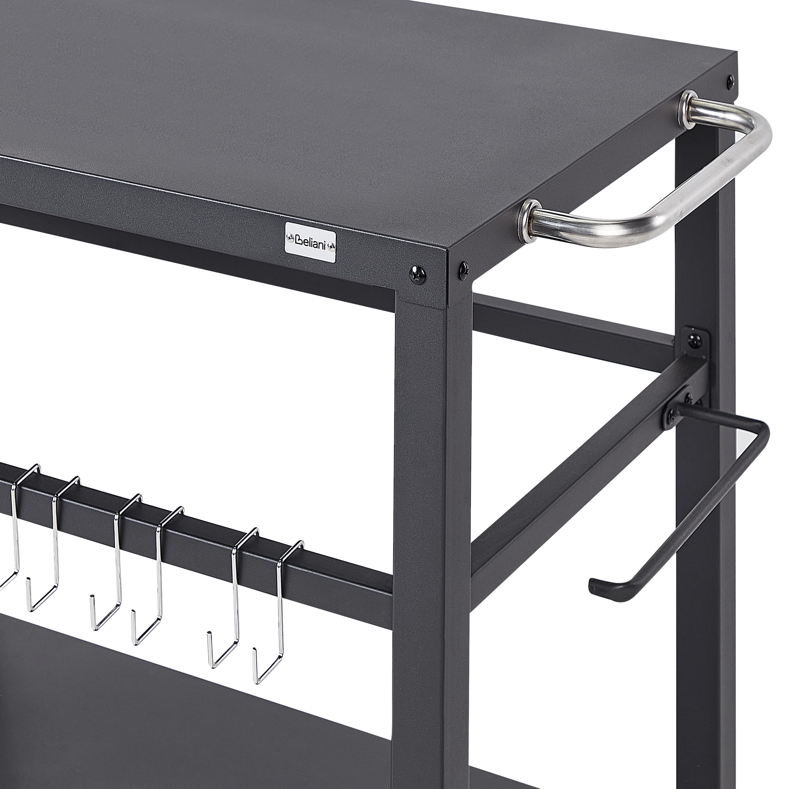 Beliani Carrello portavivande da Giardino con Ruote in Acciaio Nero