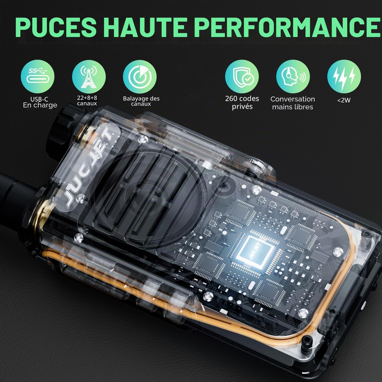 EP31 Talkie Walkie, PMR446 Radio Portable Rechargeable, 16 Canaux, Alarme Clignotante, IP54 Résistant à l'eauTalkie walkie. avec des écouteurs Originaux et Station de Charge USB (4 pièces)