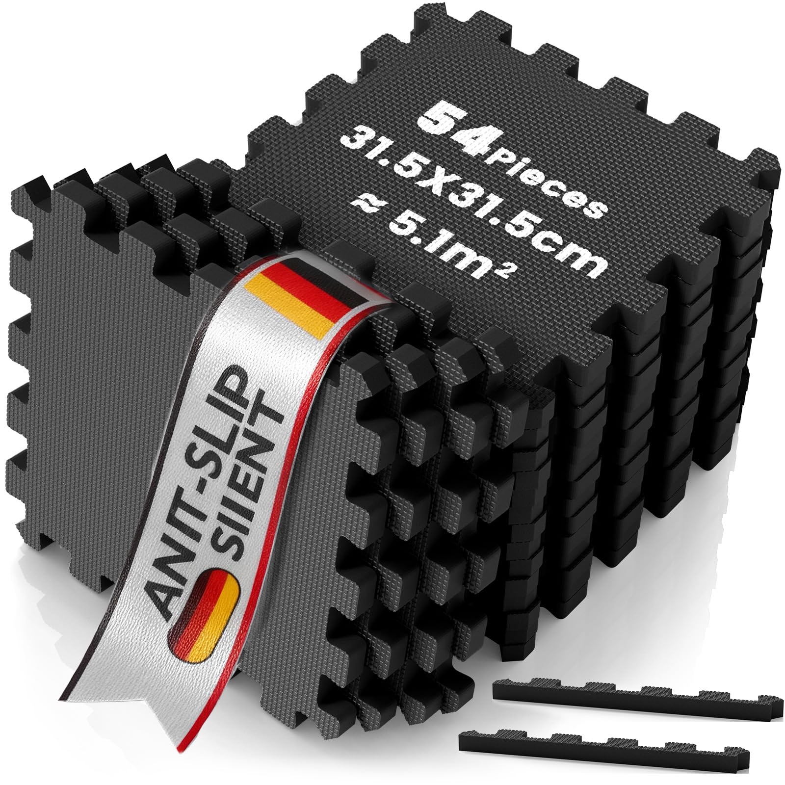Huracan Set di tappetini protettivi per il fitness, tappetino puzzle, tappetino sportivo, 10 mm, antiscivolo, tappetino da pavimento per palestra e attrezzature fitness, tappetini anticaduta