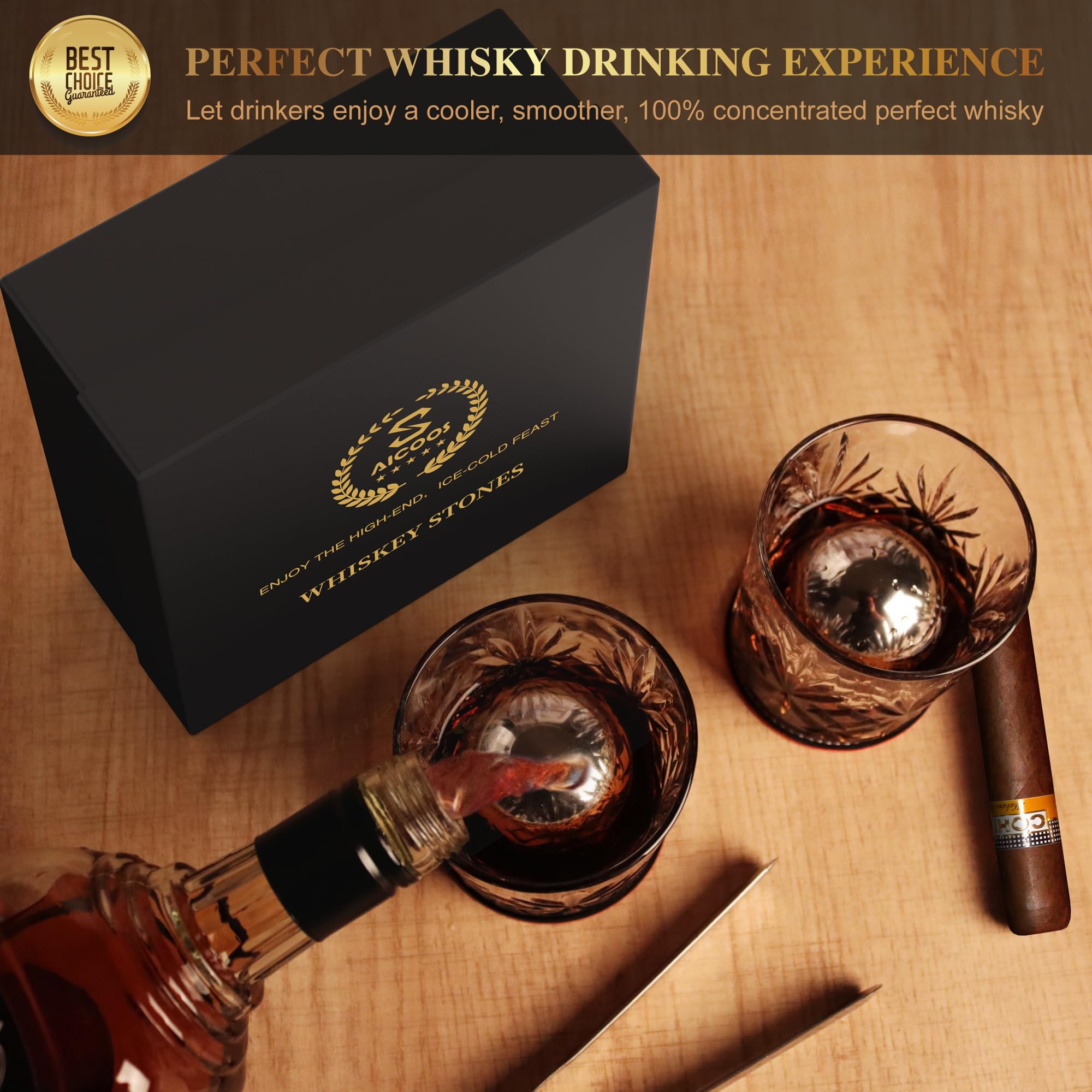 Cubetti di Ghiaccio Riutilizzabili - Cubetti Ghiaccio Acciaio Inox Riutilizzabile, Pietre per Whisky Ice Cubes, Regali Regalo per il Giorno Del Padre per Uomini Mariti （4 XL Sfere ）
