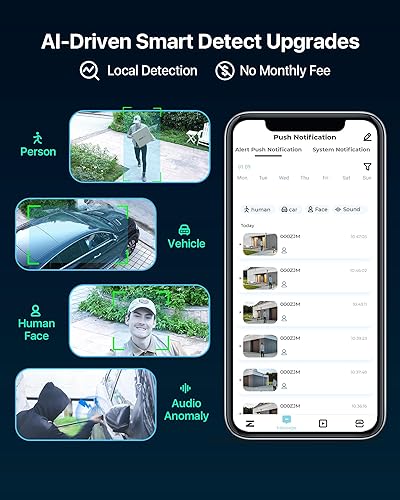 Miniatura 4 de ZOSI C296 Cámara de seguridad WiFi PT con cable 4K 8MP para exteriores, cámara inalámbrica PanTilt con detección facial de vehículo de persona AI,