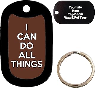 Custom Engraved Pet Tag - I Can do All Things - Brown - Dog Tag - Tag-Z Wag-Z