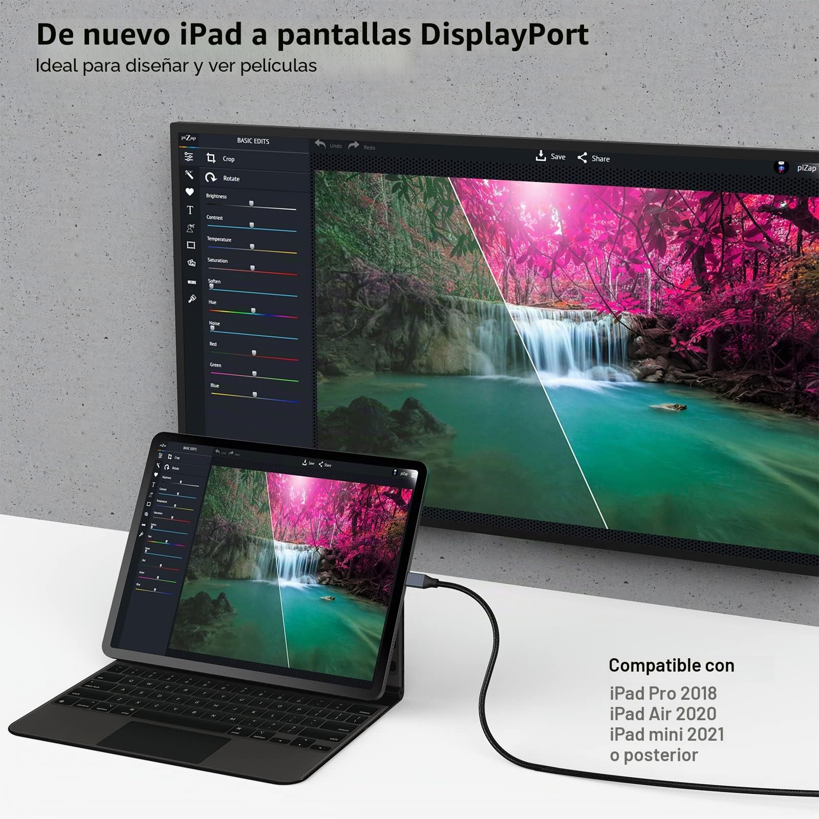 BENFEI Cable USB C a DisplayPort 1.8M (8K@60Hz, 4K@144Hz), Cable USB C a DP [Compatible con Thunderbolt 3/4] con iPhone 15 Pro/Max, MacBook Pro/Air 2023, iPad Pro, iMac, S23, XPS 17