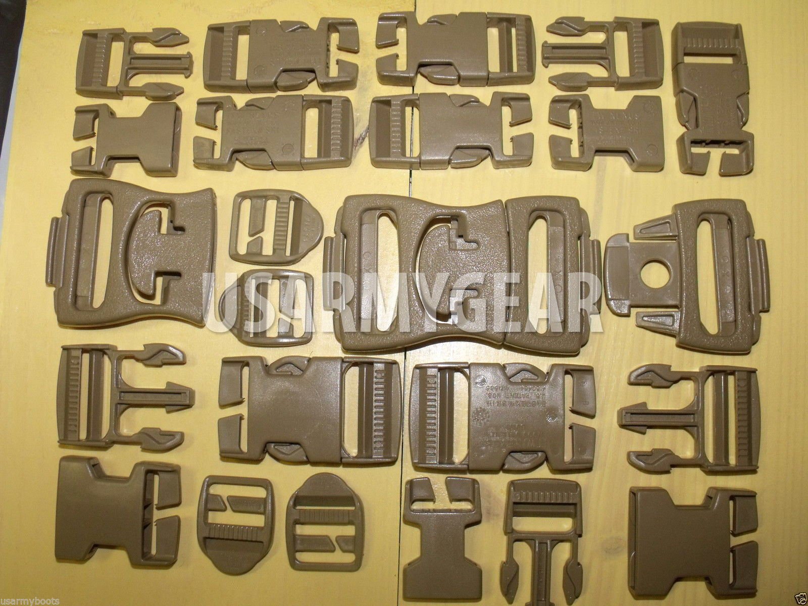 ITW Nexus New Set of 2-32 pc Official US Military Army ILBE USMC Marpat MOLLE II 2 Replacement Backpack Buckle Set Belt Webbing Desert Tan 1,1.5,2" Quick Release Buckles by US Goverment GI USGI