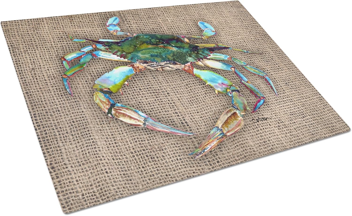 Caroline's Treasures 8731LCB Crab Glass Cutting Board Large Decorative Tempered Glass Kitchen Cutting and Serving Board Large Size Chopping Board