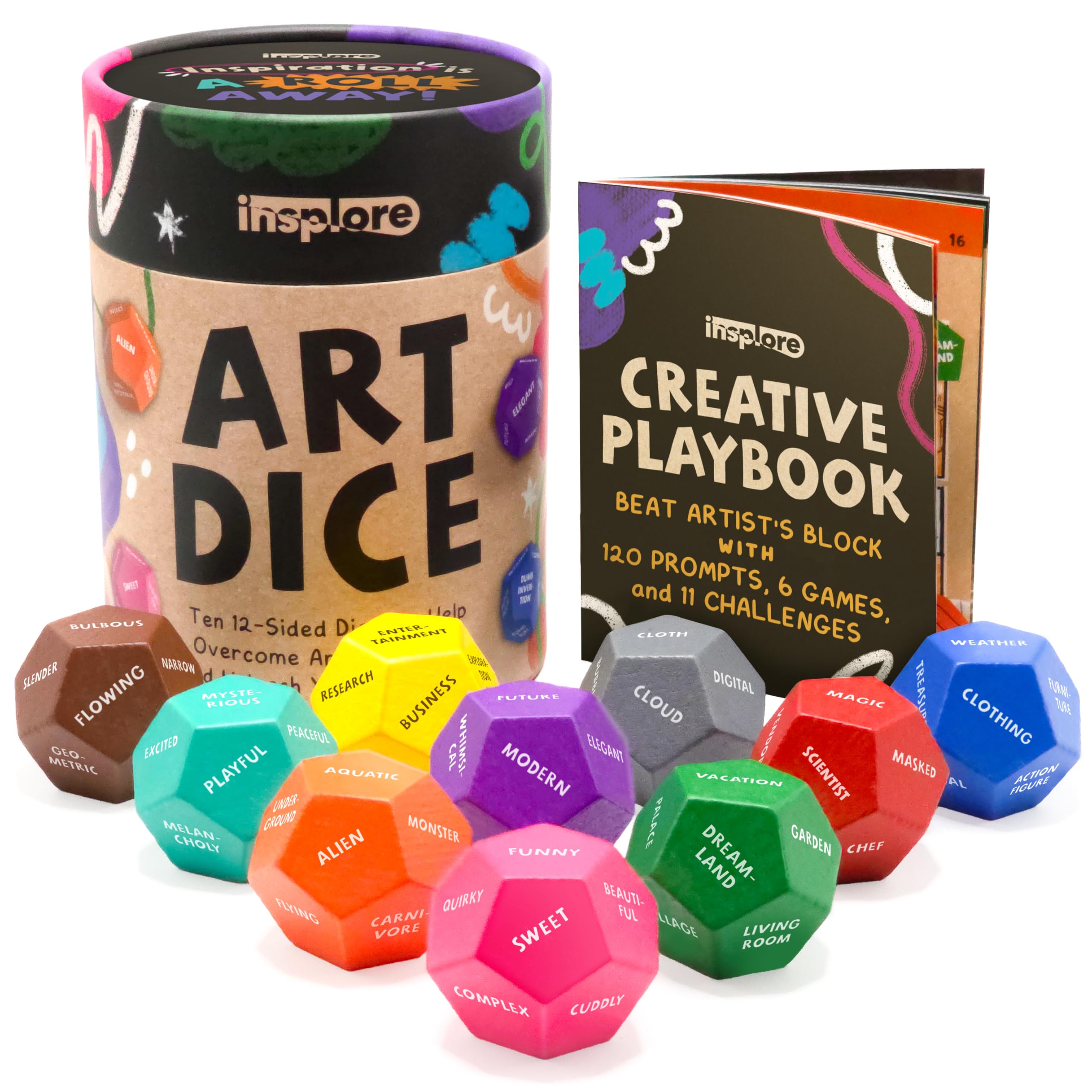 Amazon.com: Insplore Art Dice – 12-Sided Wooden Dice with 120