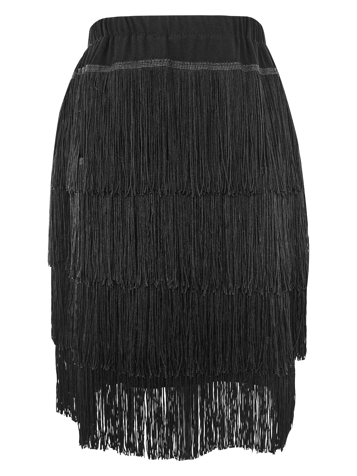 SEAUR Damen Tanzrock Salsa mit Fransen Mädchen Rock Lateinamerikanisch Elegant mit eingebauten Shorts für Rumba Tango Samba