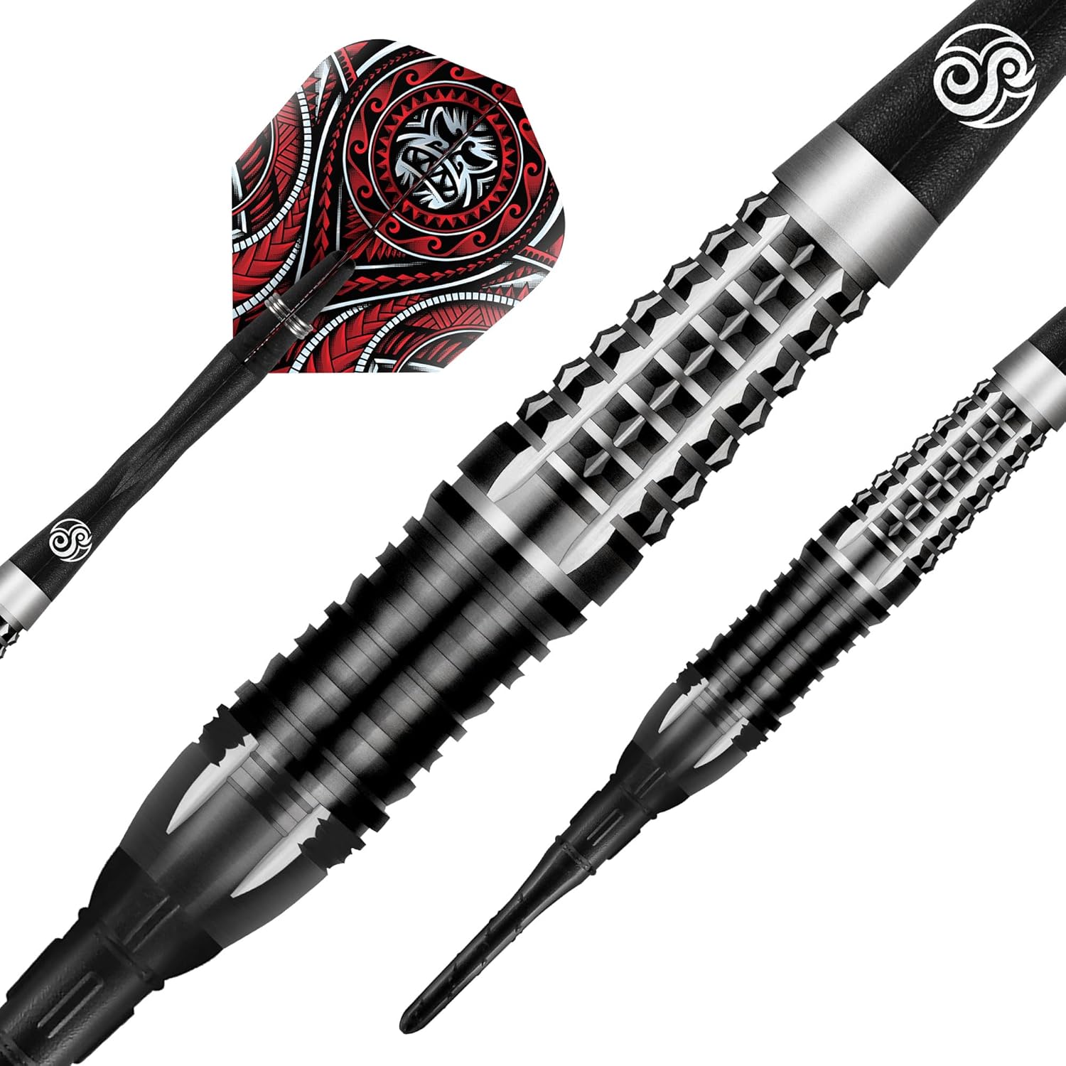 Shot Darts Soft Tip, Tribal Weapon Savage (18g/20g), 90% Tungsten Barrels, Front Weighted with Precision grips, Handcrafted Professional Dart Set and Flights Made in New Zealand, Plastic Tip Bar Darts