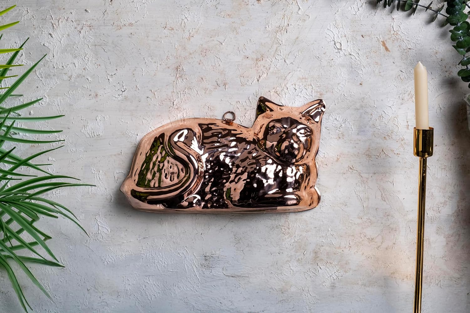 Copper Cat Cake Mold, Decorative Baking Pan, Kitchen Wall Decor