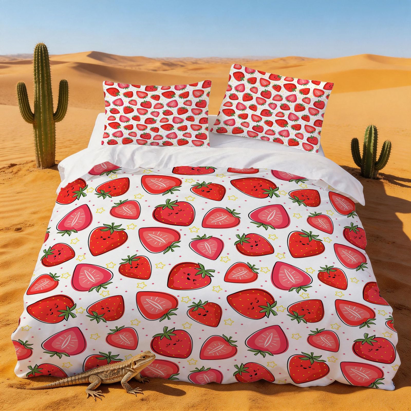 Set de housse couette microfibre doux fraise pour créer un cocon coloré dans la chambre enfant