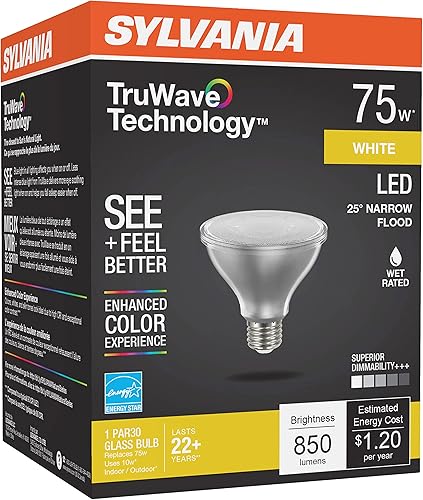 Miniatura 3 de Sylvania - Bombilla LED TruWave Serie Natural PAR30, equivalente a 75 W, eficiente 9 W, base media, regulable, 3000 K, color blanco, 1 paquete