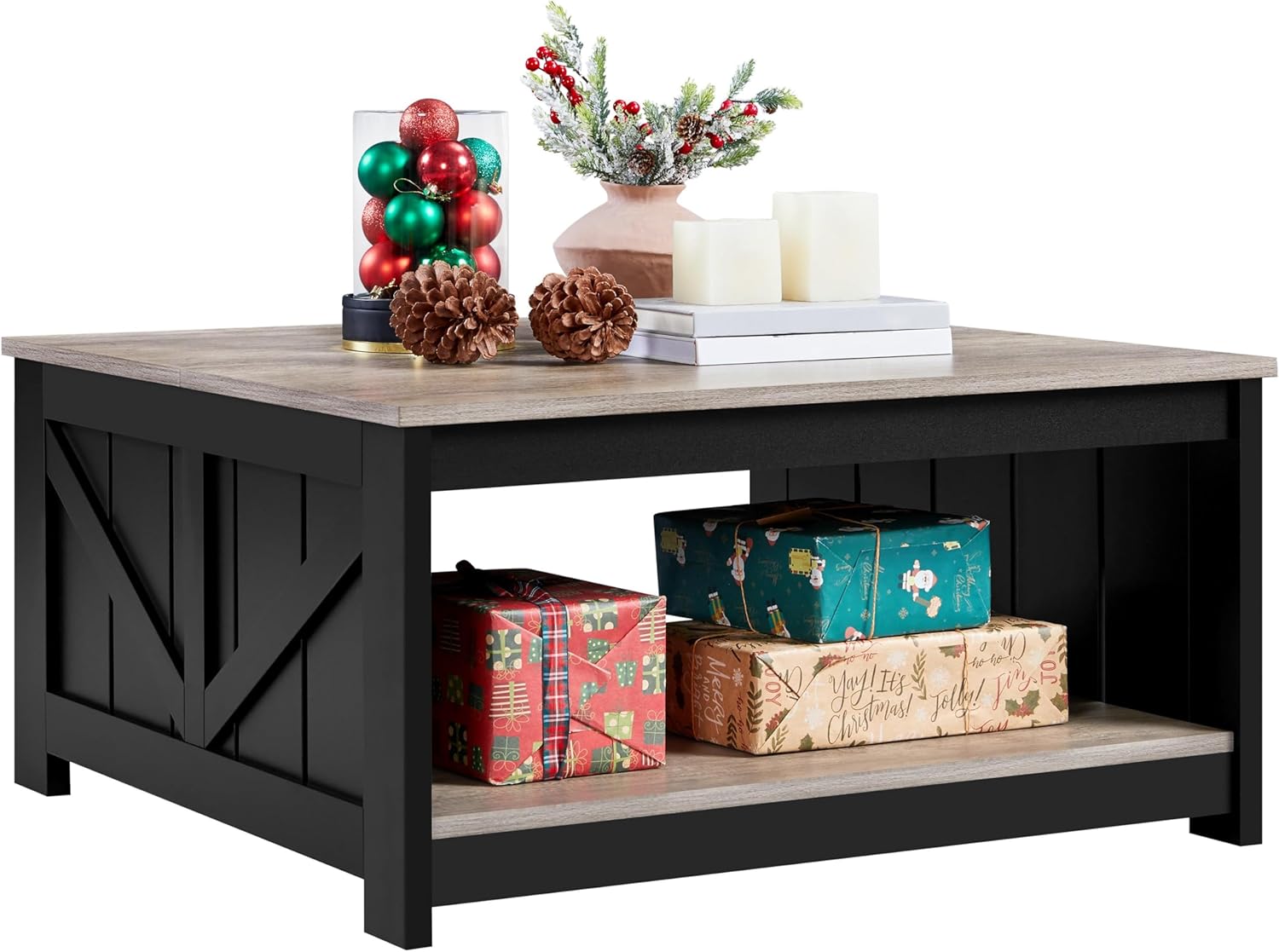 Amazon.com: Yaheetech Farmhouse Coffee Table, Square Wooden Coffee ...