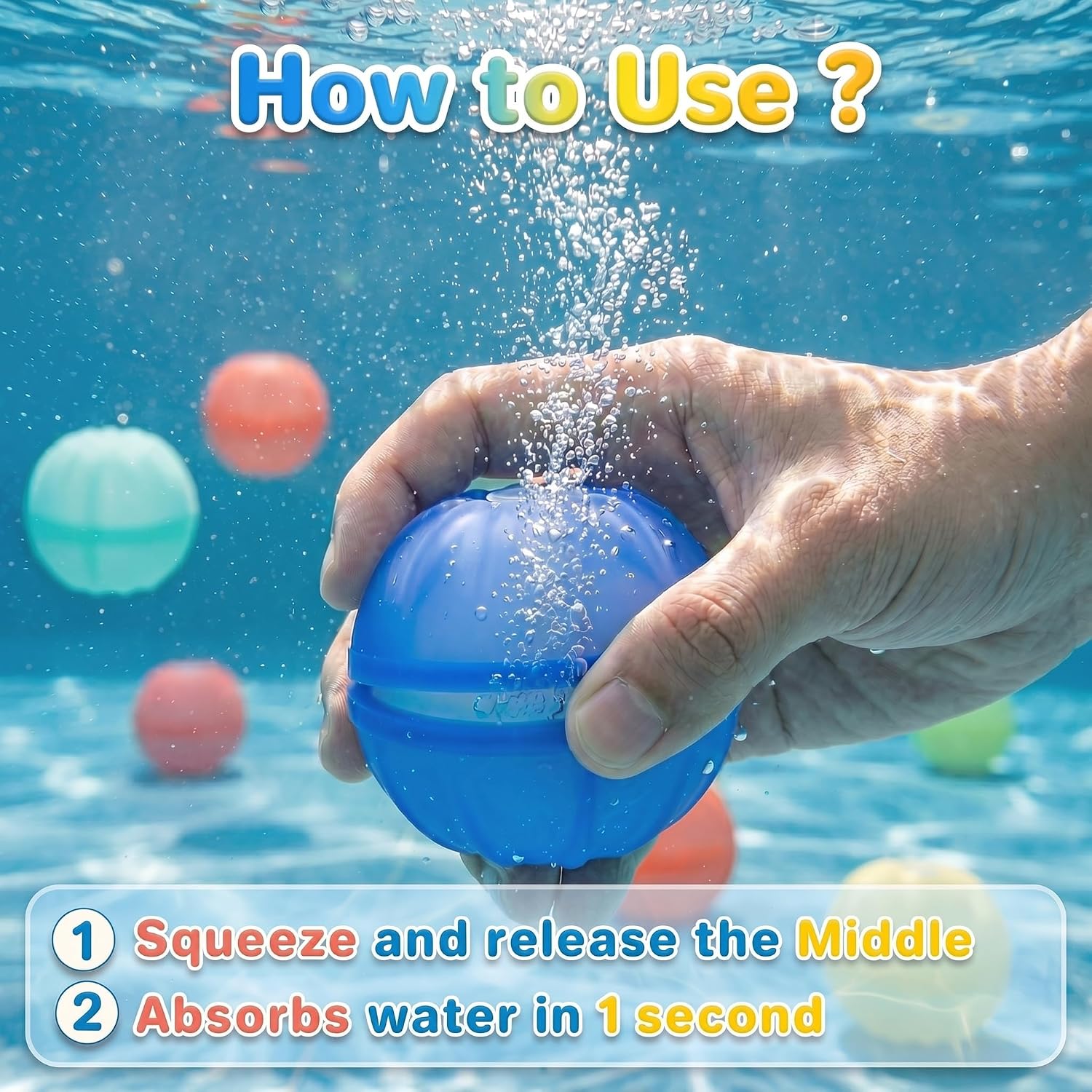 14 Pcs Reusable Water Balloons, Self-Sealing Quick Fill Water Balls, Summer Toys for Kids Ages 3-12, Outdoor Water Games & Pool Beach Toys