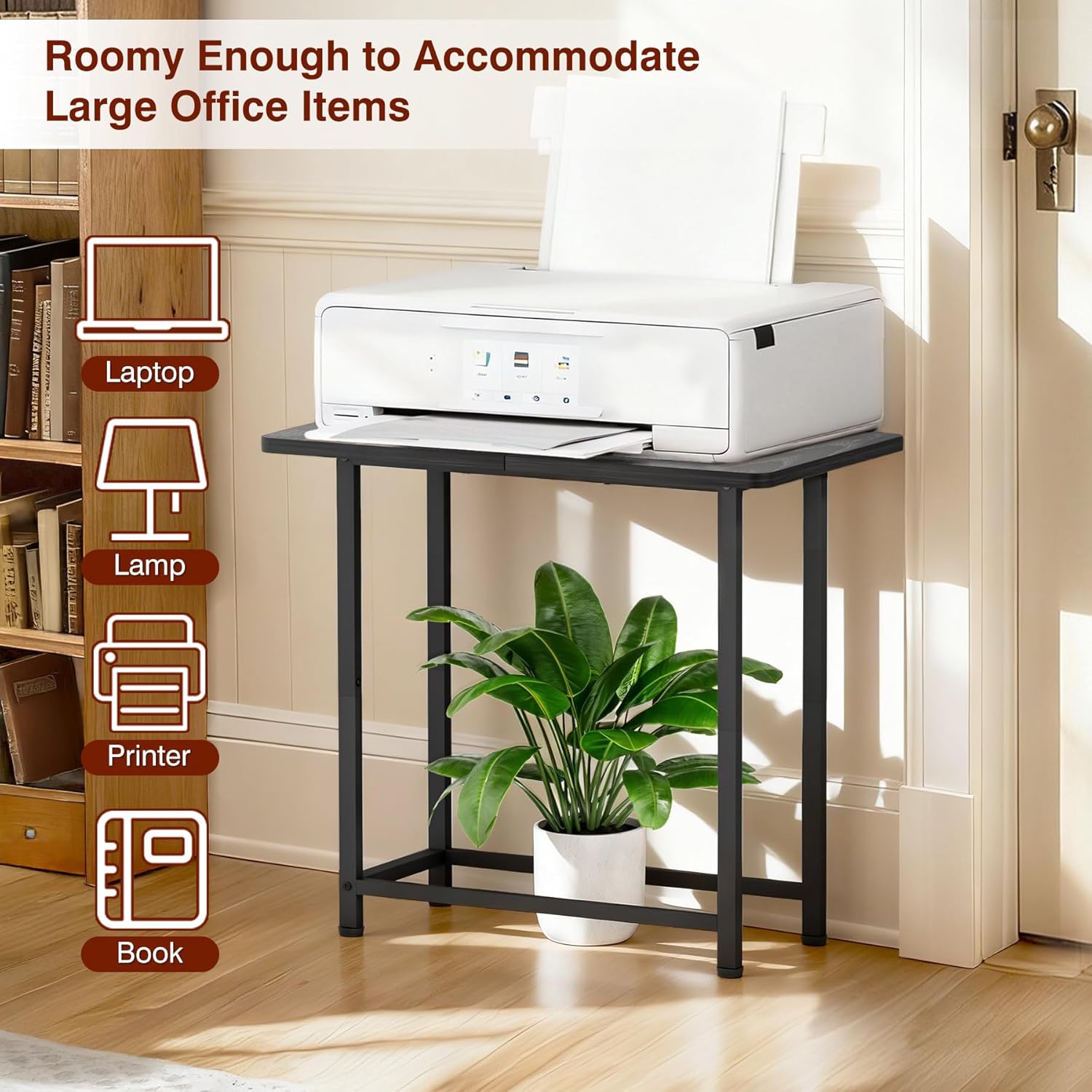 MISSLO Narrow End Table Living Room with Large Tabletop, Sofa Couch Side Table Bedroom Slim Nightstand for Small Space, Black