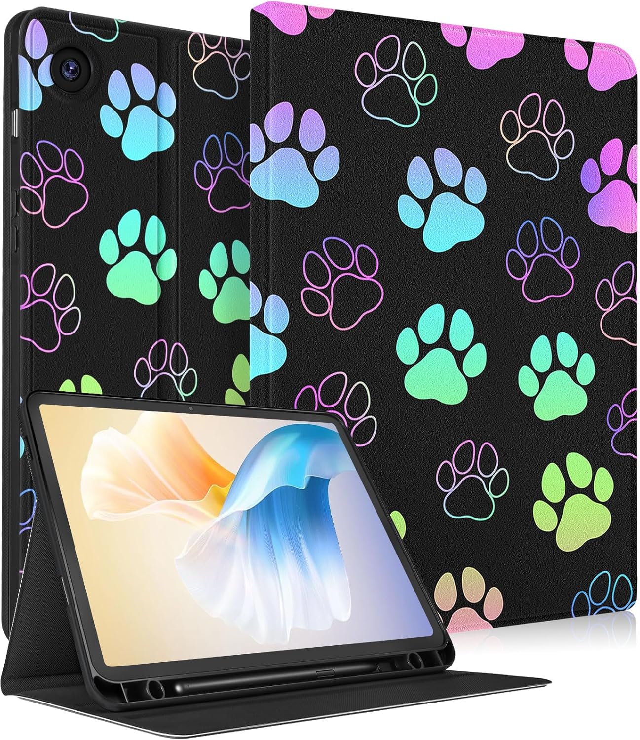 for Samsung Galaxy Tab A9 Plus Case 11 inch(SM-X210/X216/X218), Women Teen Girls Design Folio Cover with Pencil Holder, Auto Week/Sleep Design for Samsung A9+ Plus Tablet Cases, Write Flower