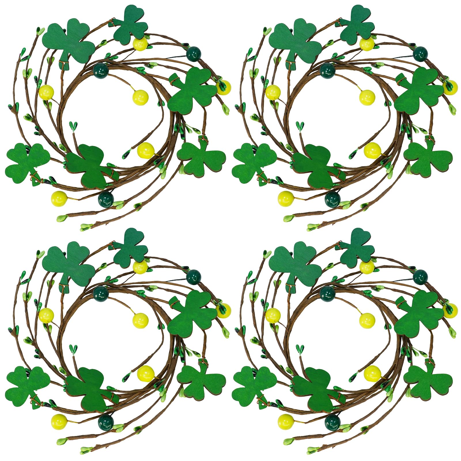 Trèfle porte-bonheur Saint-Patrick anneaux de bougie 24cm feuillage dense