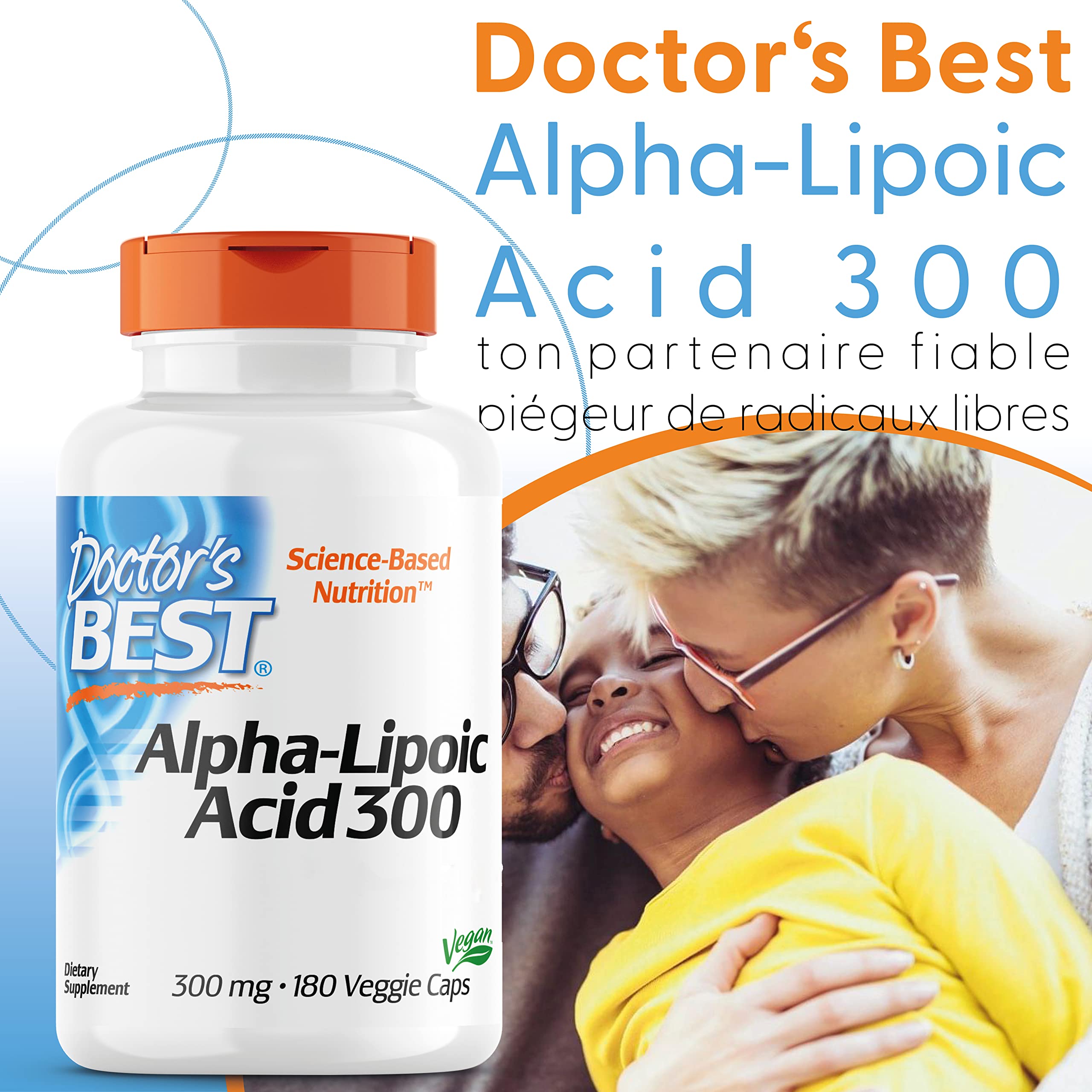 Doctor's Best, Alpha-Lipoic Acid (Acide Alpha Lipoïque), 300mg, 180 Capsules végétaliennes, Hautement Dosé, Testé en Laboratoire, Non-OGM, Sans Gluten, Sans Soja