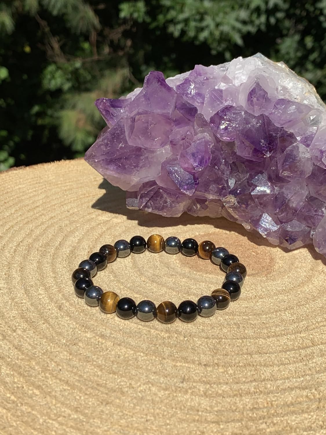Triple Energy Protection Bracelet | Black Tourmaline Tiger Eye Hematite | Chakra Healing | Grounding Negative Energy Power | Unisex His Hers Jewelry
