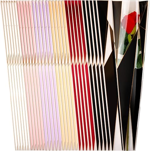 300 bolsas de envoltura de flores individuales con manga de rosa bolsas de plástico para floristería día de San Valentín día de la madre suministros