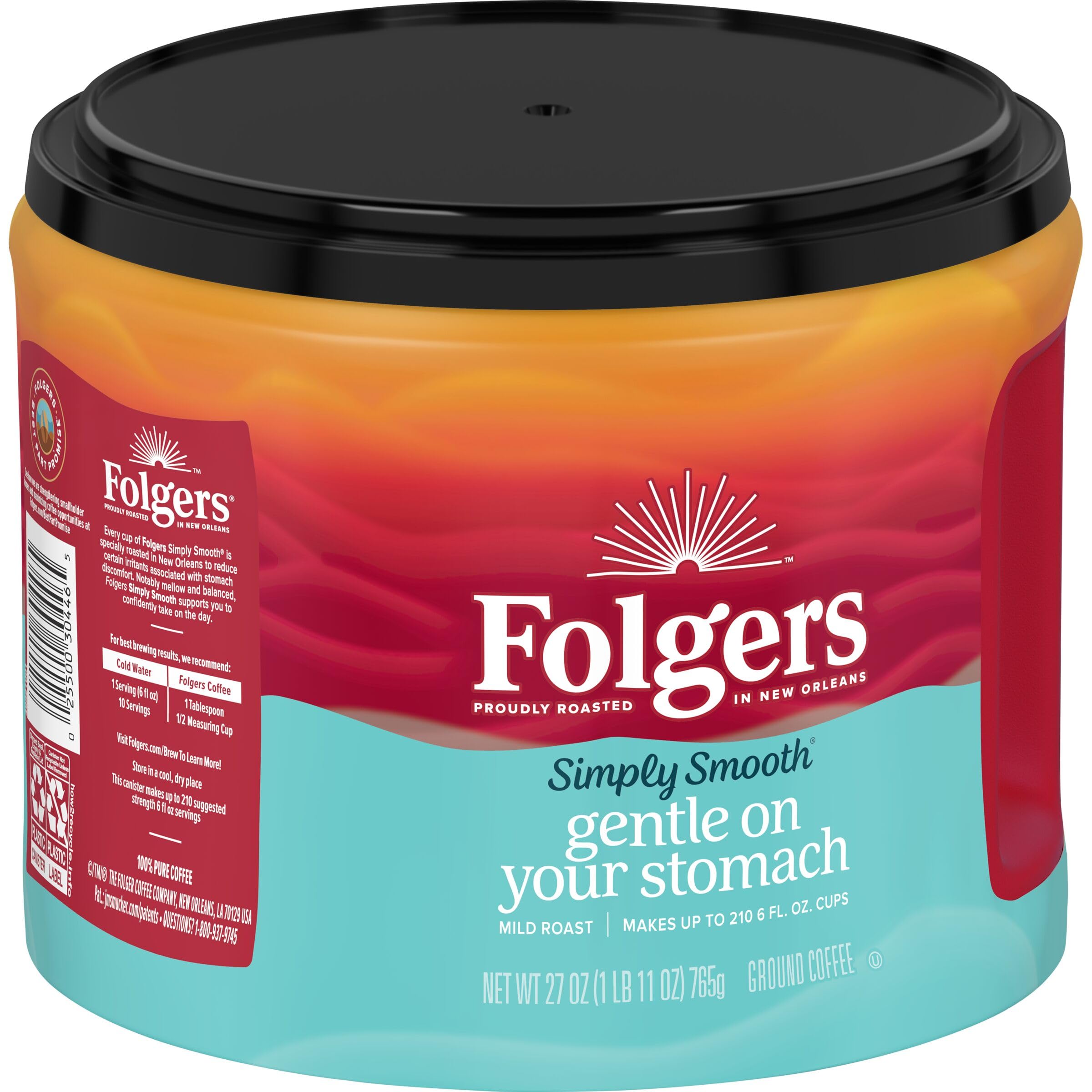 Folgers Caffè macinato Simply Smooth, tostatura delicata, 765,4 g