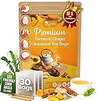 Vista 20 de TOG999, 60 bolsas de té de cúrcuma jengibre y canela, mejora la digestión, apoya el cerebro, el peso, la piel y el sueño, bolsas de té ecológicas e