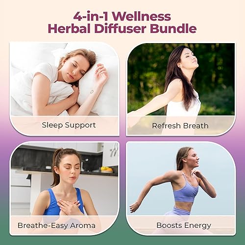 Miniatura 3 de Clean Mist 4-in-1 Herbal Aroma Diffuser Set  Natural Plant-Powered Aromatherapy  4 Scents for Energy, Sleep, Calm & Reset  500 Uses Per Stick