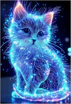 Great Jigsaw Puzzles for Adults 300 Pieces Animal Cute Blue Glowing Cat Puzzles for Adults Toys Gift Family Decoration Kids Puzzle