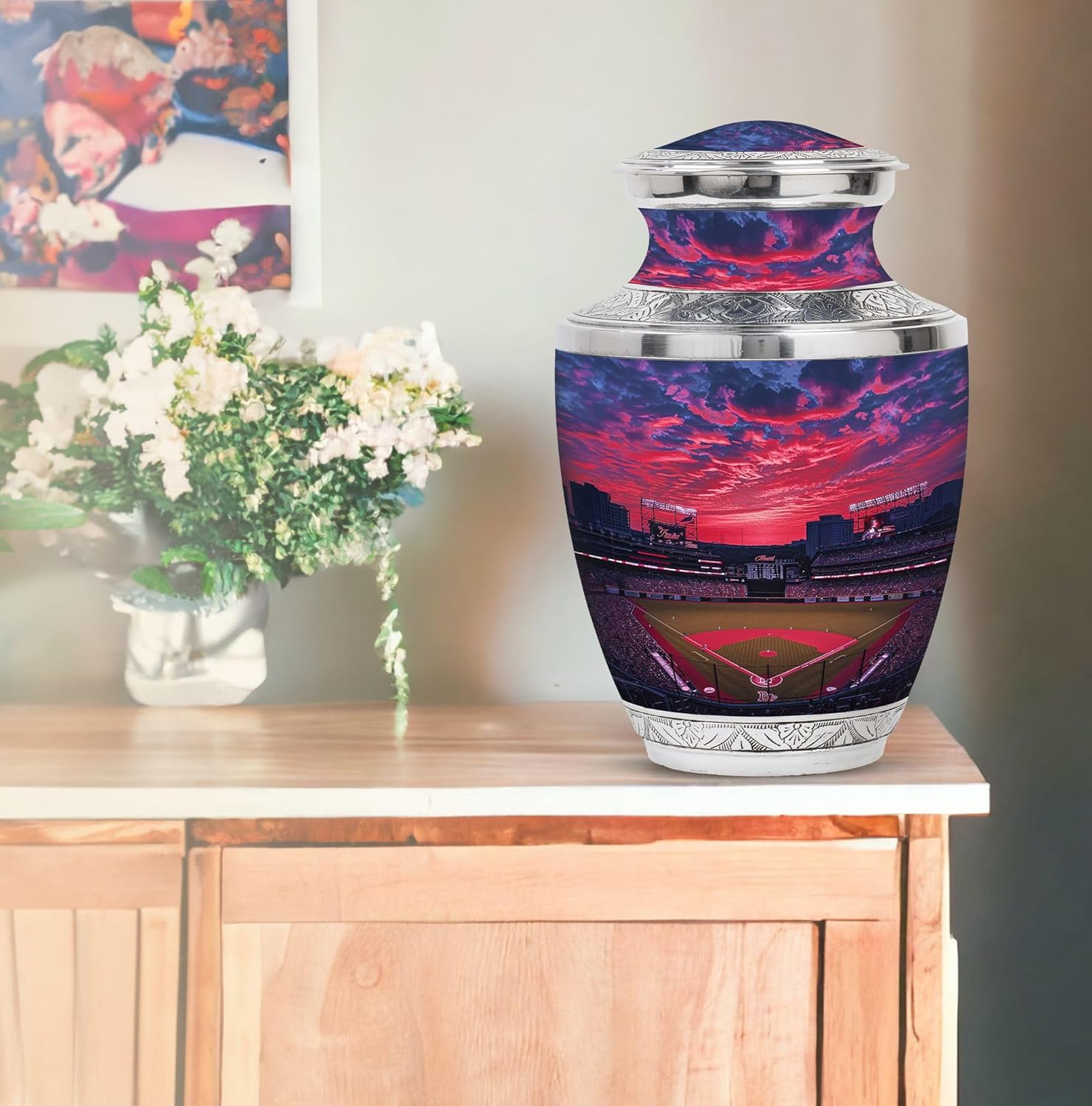 Baseball Urn for Ashes Adult Male - 10 Inch Funeral Urns for Human Ashes Adult Female - Large Baseball Urns for Mom & Dad - Decorative Memorial Cremation Urn for Women & Men - Image 4