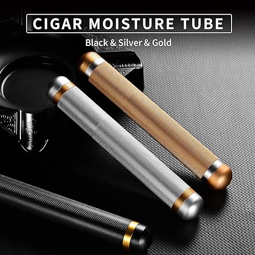 Miniatura 2 de Cigar Tube Negro Aluminio Solo Cigarro Viaje Hermético Cigarro Caso, Negro