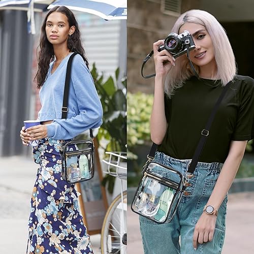 Miniatura 2 de Bolso cruzado transparente aprobado para estadios, correa de hombro ajustable, bolsa cruzada transparente para conciertos, eventos deportivos