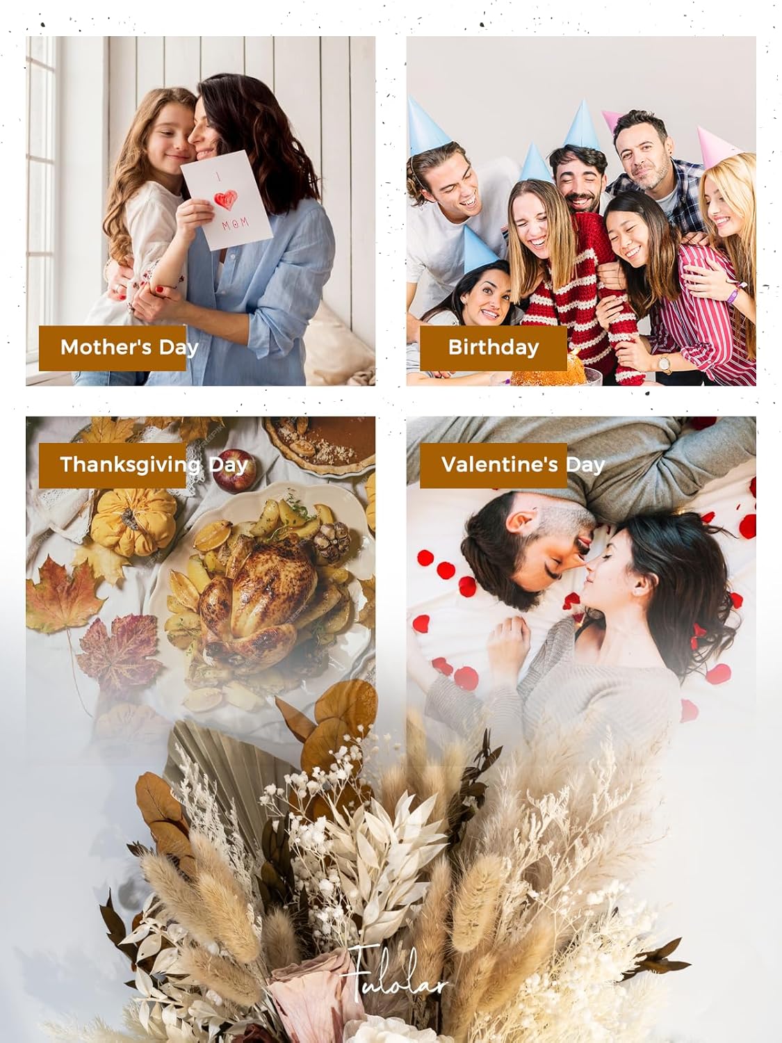 Natural Dried Flower Bouquet, Real Flower Arrangements Preserved Flowers Mix Bouquet, Varieties Flowers for Vase, Floral Arrangement for Home Wedding Decor -Brown
