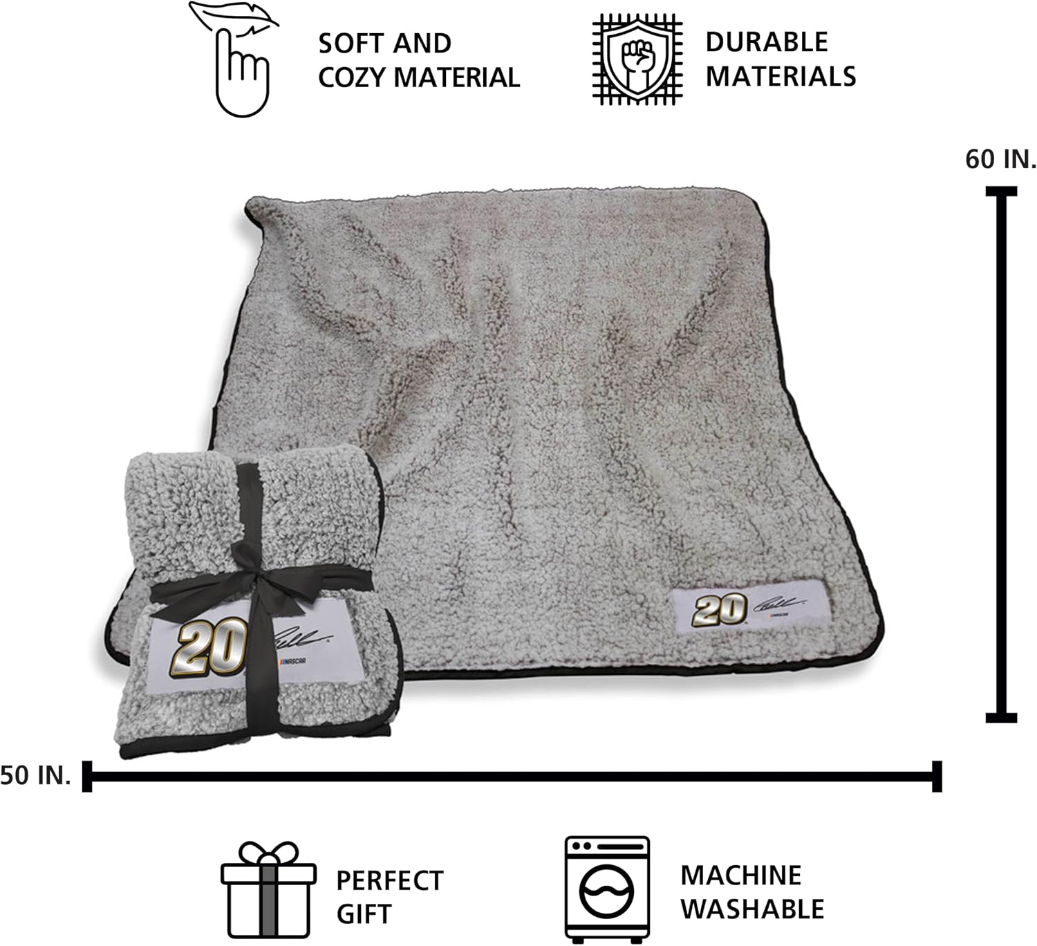 Logo Brands NASCAR Frosty Fleece Blanket – 50" x 60" | Color Trim | Fleece Material |Woven Patch