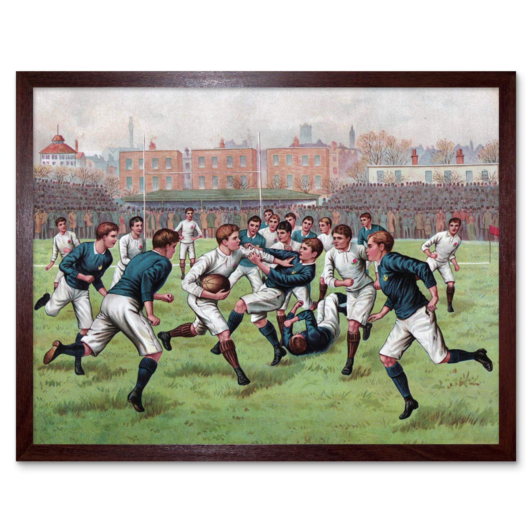Scotland England 1893 Rugby Football Match Painting Art Print Framed Poster Wall Decor 12x16 inch