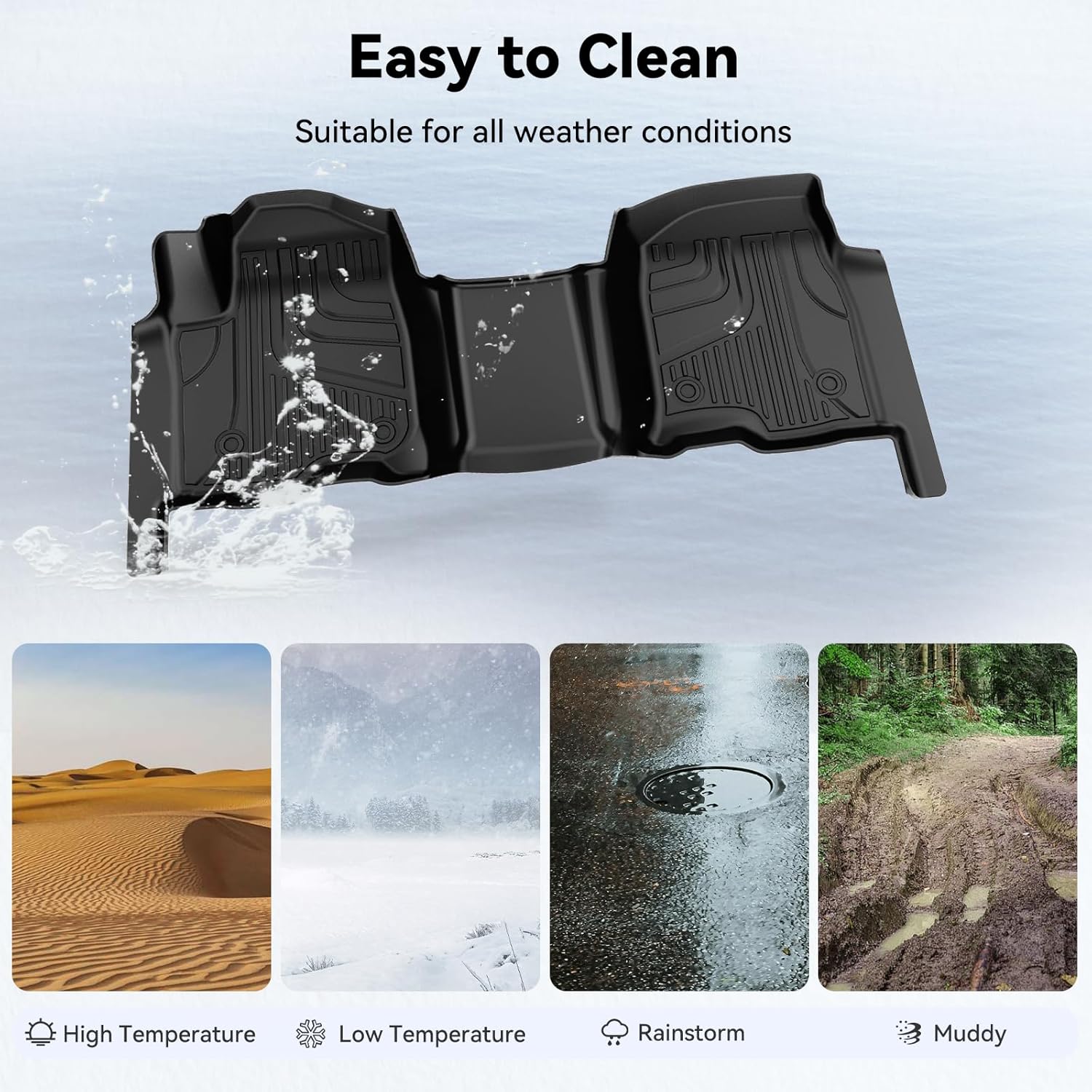 AOMSAZTO Floor Mats for 2019-2026 Chevy Silverado/GMC Sierra 1500, 2020-2026 2500HD / 3500HD - 1st and 2nd Row Liner for Chevrolet Silverado (Fit with Rear Under-Seat Storage & 1st Row Bench Seat) - Image 7