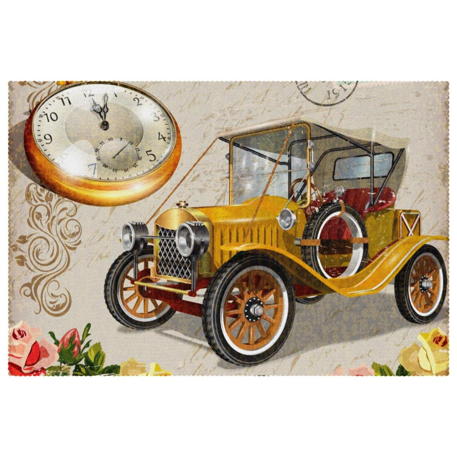 Sets de table vintage voiture fleurie pour sublimer vos dîners en famille x6