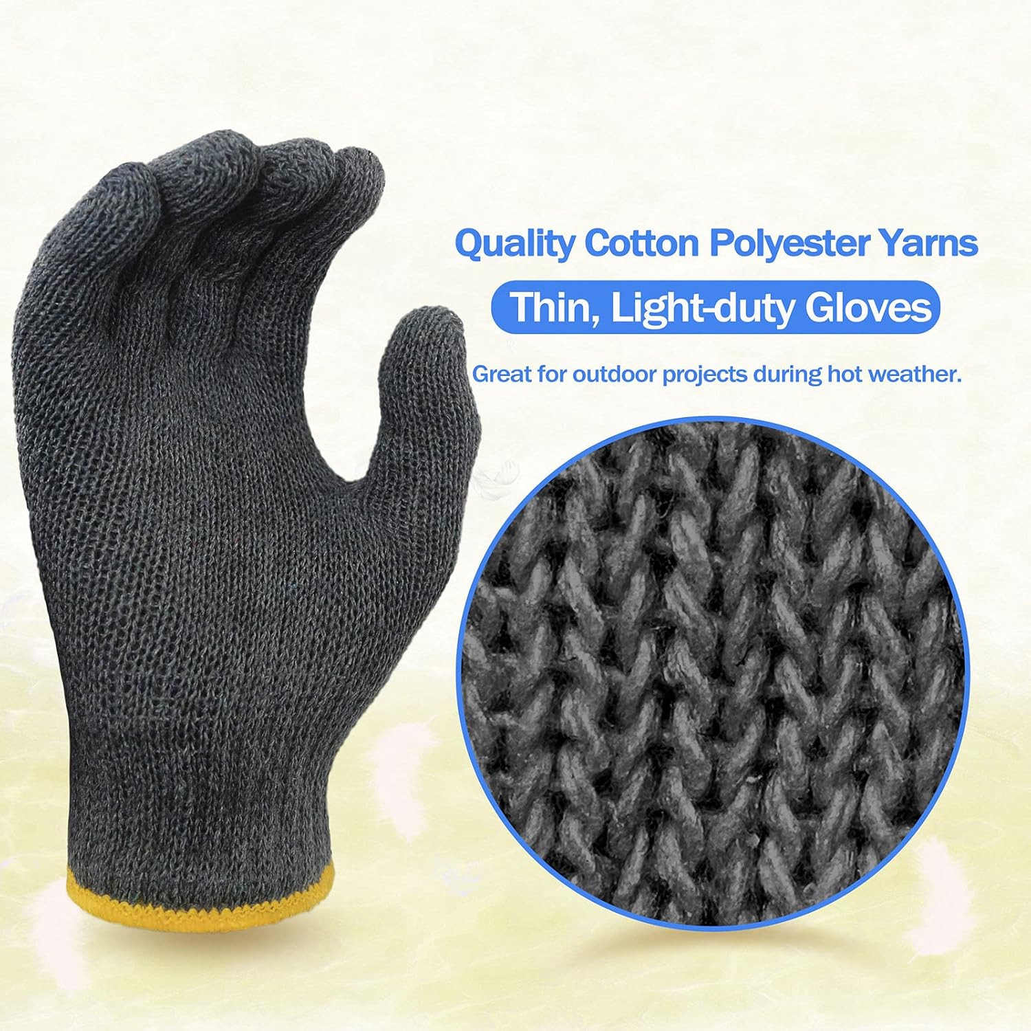 Evridwear Cotton Work Gloves Light-duty String Knit BBQ Glove Liner for Outdoor Cooking, Painting, Gardening 10/200 Pairs - Image 2