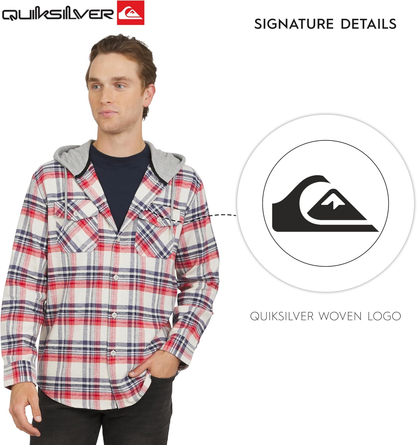 Quiksilver Men's Regular Fit Cozy Soft Button Down Hooded Flannel Shirt (S-XL) - Image 7