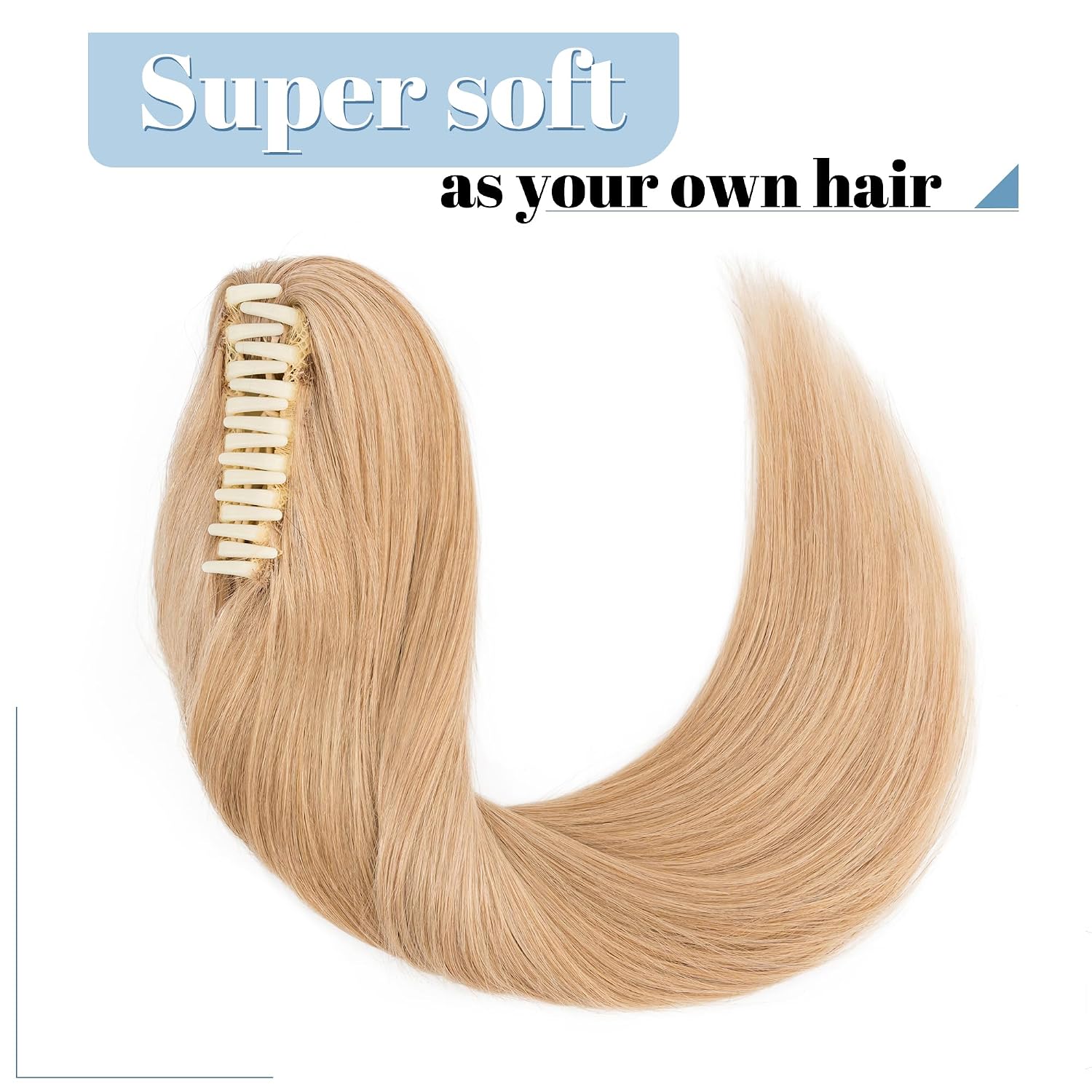 SEGO Claw Clip Ponytail Extension Human Hair Clip in Ponytail Hair Extensions Real Human Hair Pony Tails Hair ExtensionsFor Women -14 Inch #27 Dark Blonde