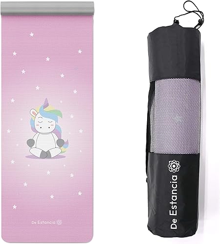 De Estancia Esterilla de yoga para niños y niñas, esterillas de yoga portátiles para niños con divertido estampado a todo color, equipo de