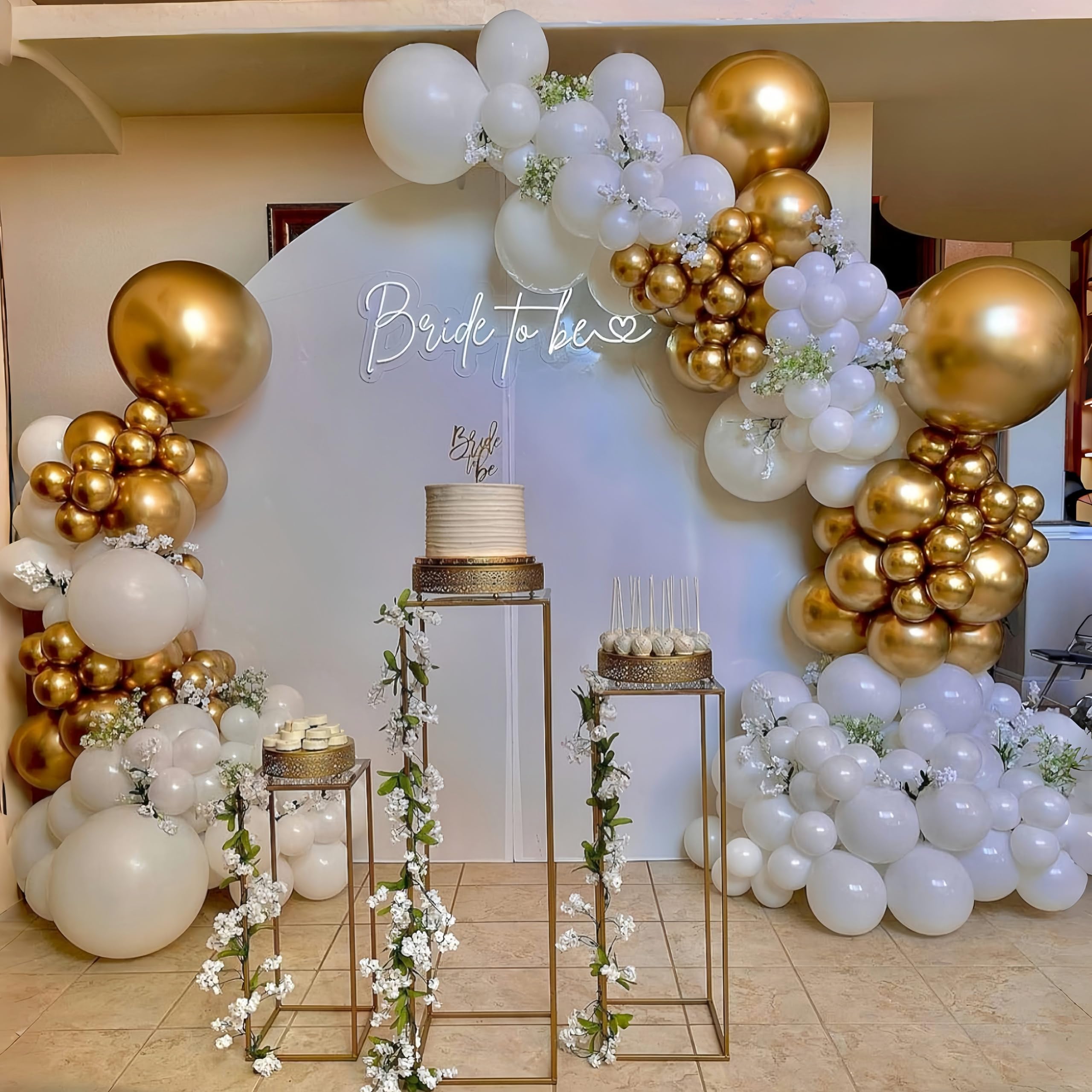 Isndare Metallic Gold Balloons Set, 35pcs 12 Inch White Gold Confetti Latex Balloons, Perfect for Birthday, Wedding, Engagement, Bridal Shower, Baby New Year, Unisex Adults 4
