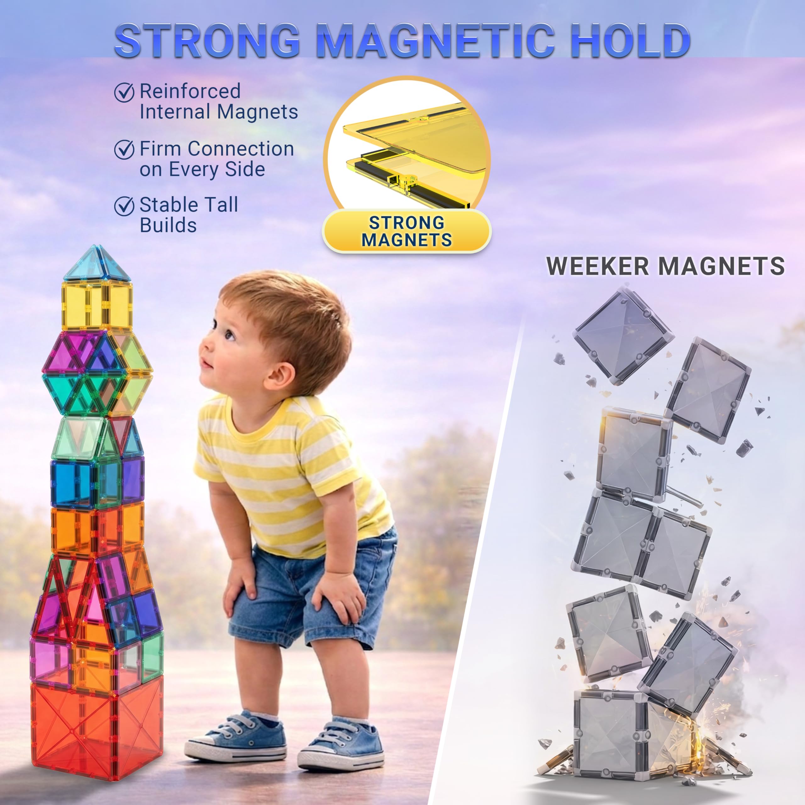Desire Deluxe Montessori magnetyczne klocki XXL, wielokolorowe
